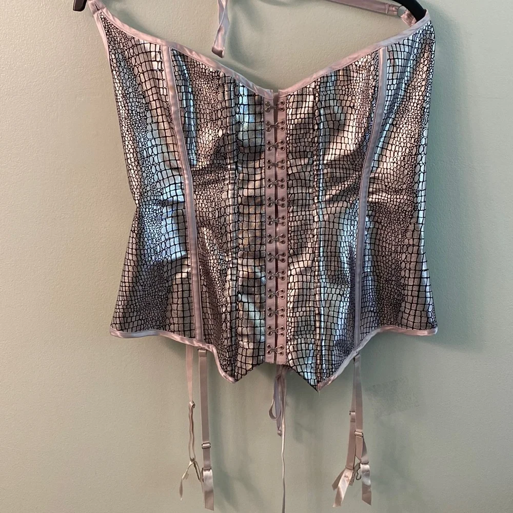 Fredericks of Hollywood silver-metallic corset